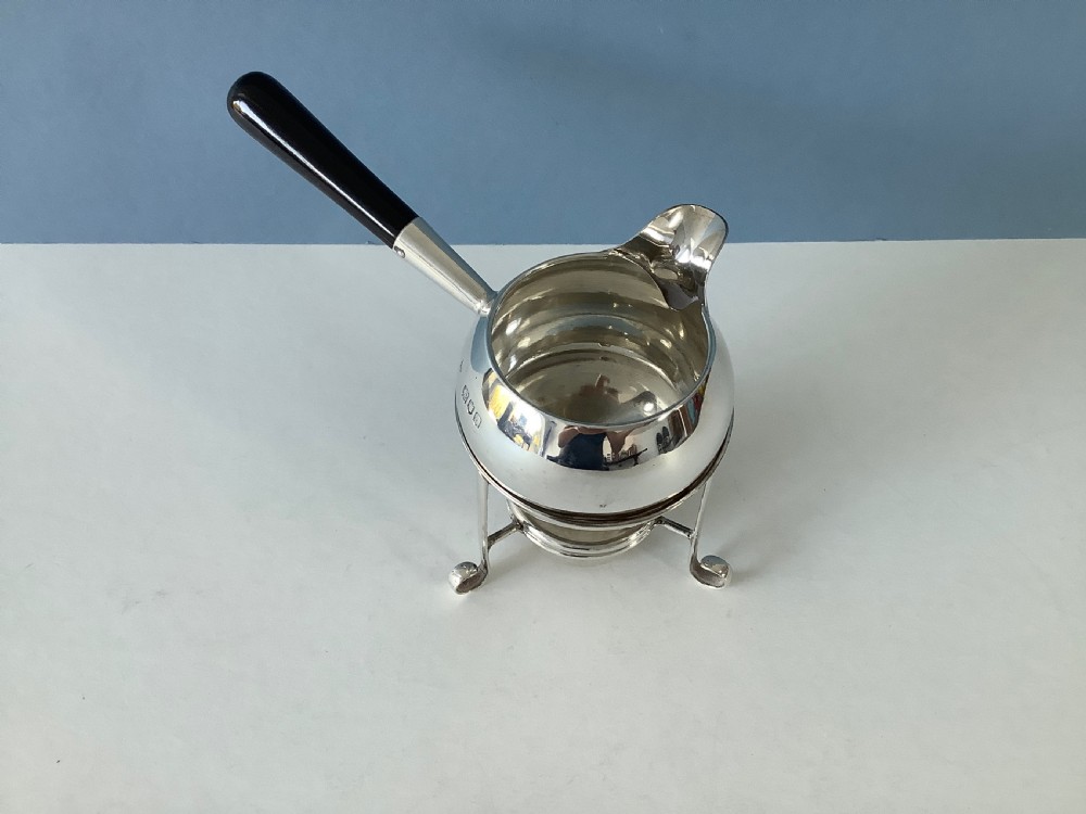 Antique Solid Victorian Silver Brandy Warmer and Stand View V
