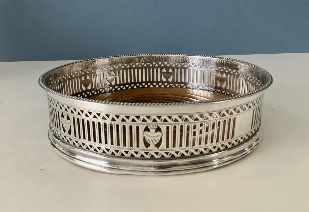 Antique Victorian Old Sheffield Plate Wine Decanter Coaster