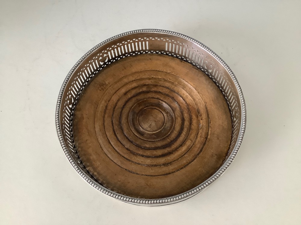 Antique Victorian Old Sheffield Plate Wine Decanter Coaster View III
