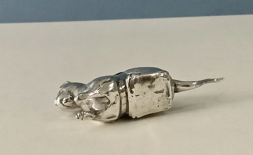 Antique Silver Pin Cushion - Cat View IV