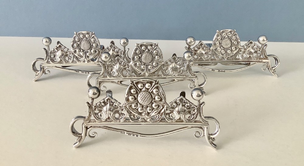 Omar Ramsden Set of 4 Antique Silver Menu Holders View III