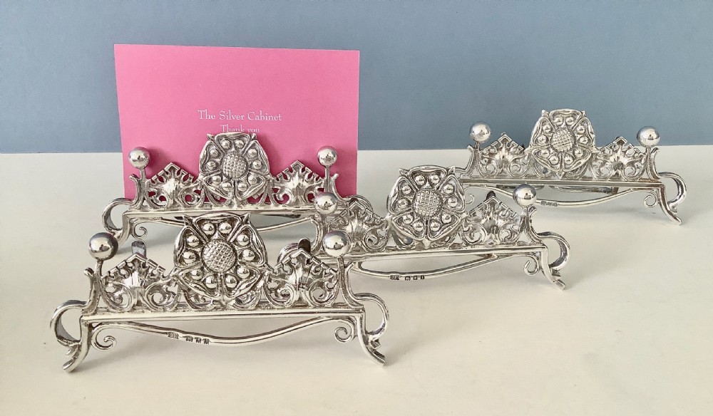Omar Ramsden Set of 4 Antique Silver Menu Holders View VI