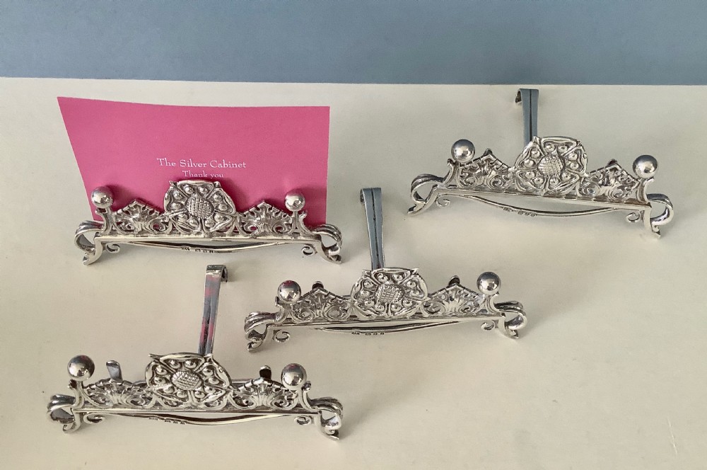 Omar Ramsden Set of 4 Antique Silver Menu Holders View VII