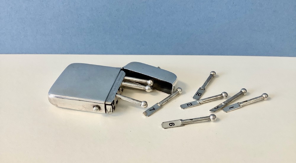Antique Victorian Silver 10-Peg Butt Marker  View II