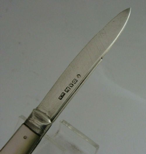 EARLY VICTORIAN STERLING SILVER FRUIT KNIFE 1844 SHEFIELD ANTIQUE BRIGGS - ADDITIONAL PHOTO 2