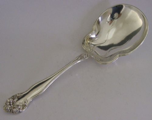 Large 125g American Art Nouveau Sterling Silver Serving Spoon La Rose C1900