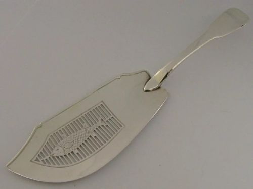 Rare English Georgian Solid Sterling Silver Fish Slice Server 1810 Antique 144g