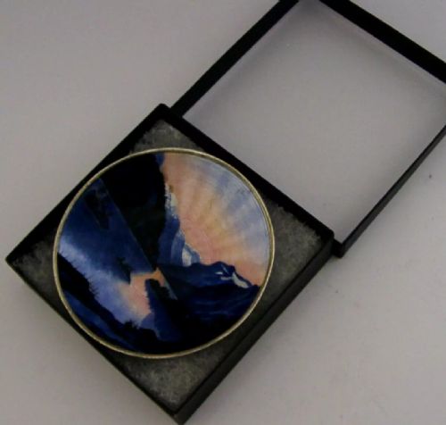 Beautiful Norwegian Solid Sterling Silver Enamel Dish C1930 Antique