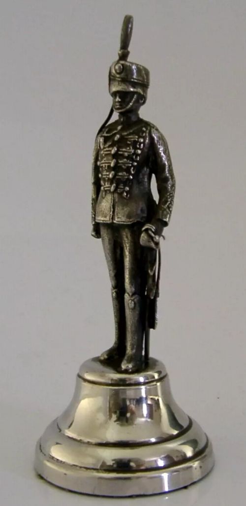 RARE BOXED ENGLISH CAST STERLING SILVER SOLDIER FIGURE 1962 MILITARY GARRARDS