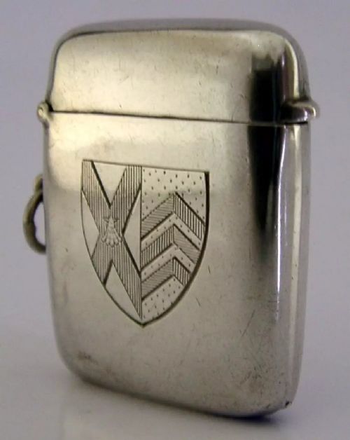 OXFORD UNIVERSITY STERLING SILVER MERTON COLLEGE ROWING VESTA MATCH CASE 1911