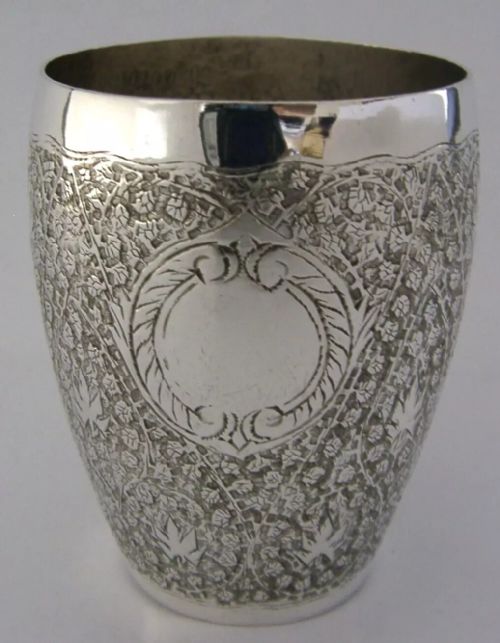 Beautiful Indian Solid Silver Beaker Cup C1940 Antique Barware 74g