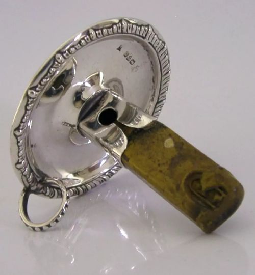 Rare Edwardian Sterling Silver Sealing Wax Holder Chester 1902 Desk Antique
