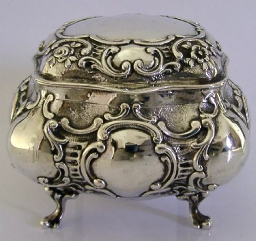 Beautiful German 800 Solid Silver Tea Caddy Box C1900 Antique 182g