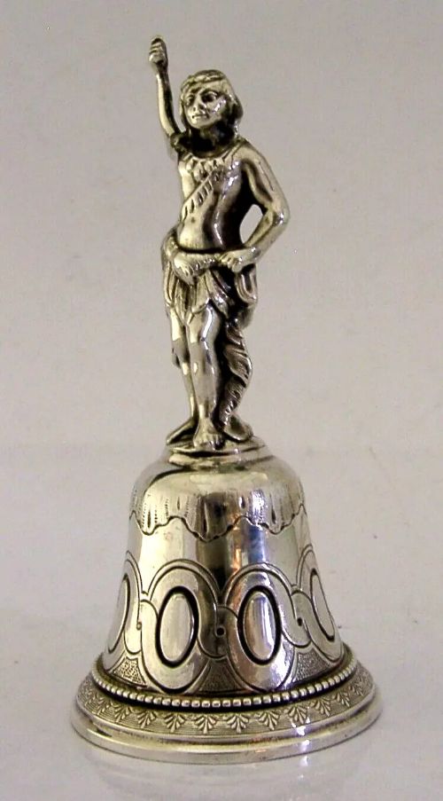 RARE FRENCH SOLID SILVER TABLE DESK BELL c1890 ANTIQUE 82g