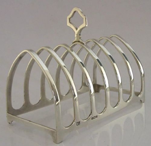 Art Deco English Sterling Silver Six Slice Toast Rack 1939 Antique 112g
