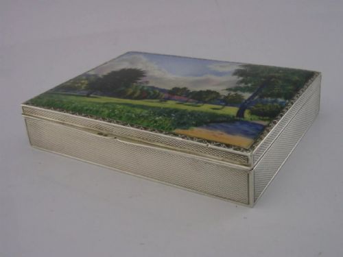 RARE 182G STUNNING STERLING SILVER ENAMEL TABLE JEWELLERY BOX 1927 ANTIQUE - ADDITIONAL PHOTO 7
