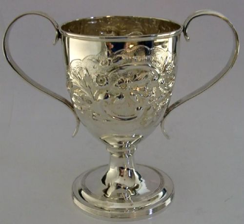Large 402g Georgian 1815 Sterling Silver Chalice Cup Angels Religious Stunning