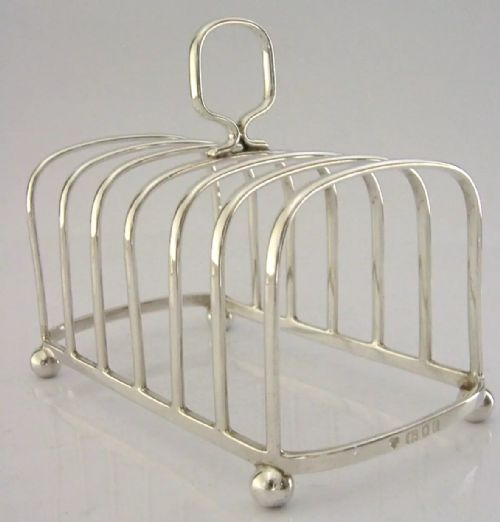 Heavy 134g English Harrods Sterling Silver Six Slice Toast Rack 1930 Art Deco