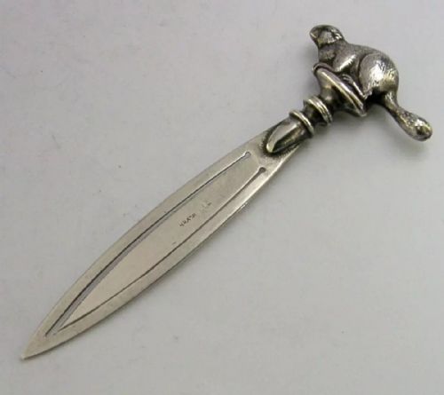 Rare English Sterling Silver Beaver Bookmark C1910 Novelty Animal Antique