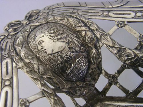 SUPERB HEAVY 360G 800 SOLID SILVER CHERUB DISH BOWL BASKET C1900 HANAU KINGS - ADDITIONAL PHOTO 6