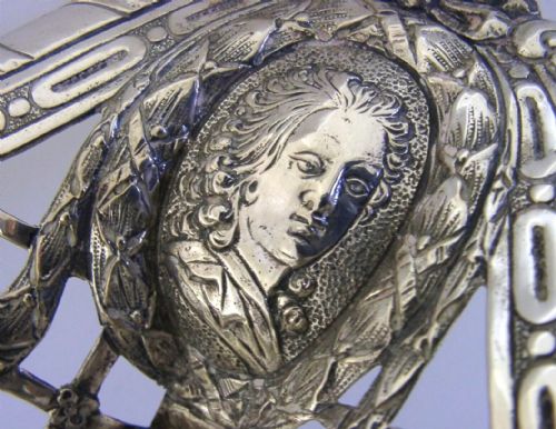 SUPERB HEAVY 360G 800 SOLID SILVER CHERUB DISH BOWL BASKET C1900 HANAU KINGS - ADDITIONAL PHOTO 7