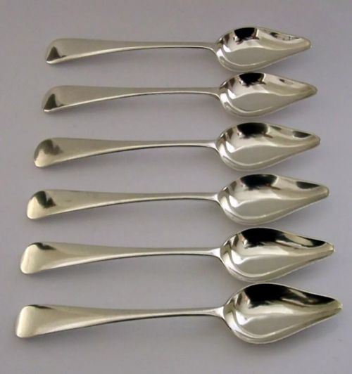 Six Heavy 164g Sterling Silver Art Deco Grapefruit Citrus Spoons 1927