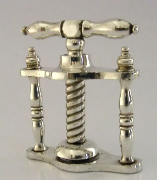 RARE ENGLISH MECHANICAL VICTORIAN SILVER PLATED NUTCRACKER 1891 ANTIQUE