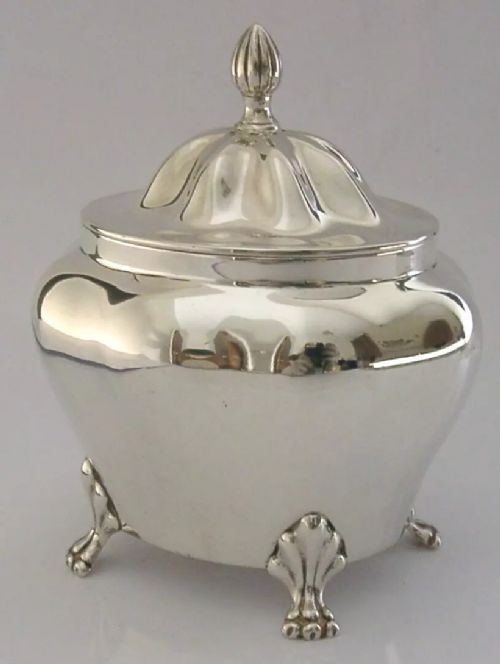 SUPERB ENGLISH STERLING SILVER TEA CADDY BOX EDWARDIAN 1905 HEAVY 182g