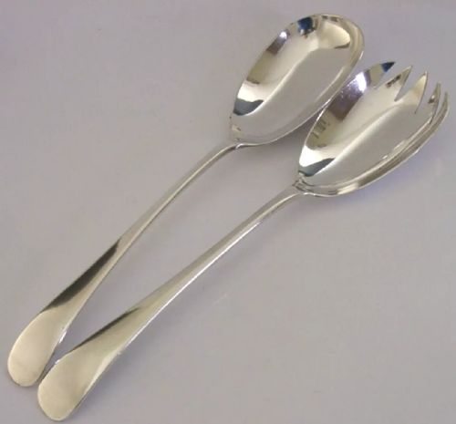 Heavy 186g Beautiful English Solid Sterling Silver Salad Serving Set 1929 Antique