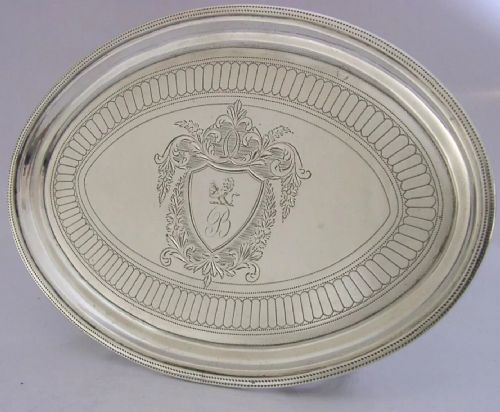 English Georgian Solid Sterling Silver Tea Pot Stand Tray 1796 Antique