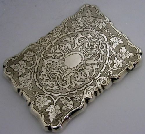 STUNNING RARE ALFRED TAYLOR STERLING SILVER CARD CASE 1867 ANTIQUE VICTORIAN