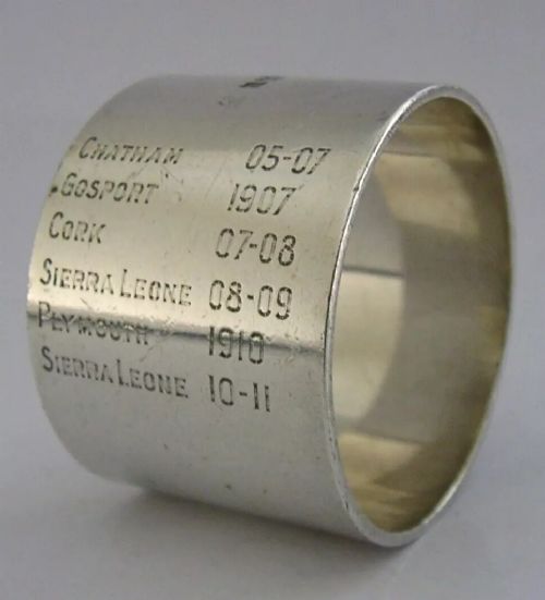 HEAVY 60g ENGLISH SOLID STERLING SILVER MILITARY NAPKIN RING 1911 ANTIQUE