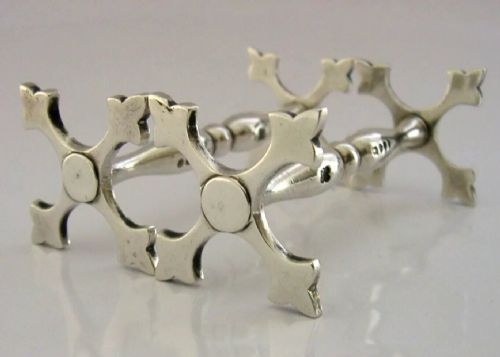 Rare English Victorian Solid Sterling Silver Gothic Cutlery Rests 1883 Antique