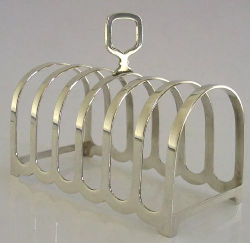 English Solid Sterling Silver Six Slice Toast Rack 1960 Stylish 88g