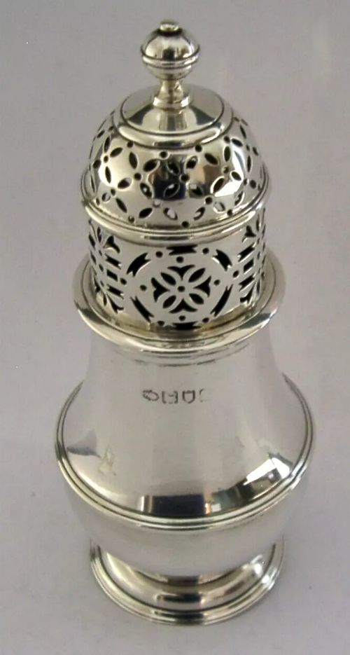 WILLIAM COMYNS HEAVY 176g STERLING SILVER SUGAR CASTER SHAKER 1903 ANTIQUE