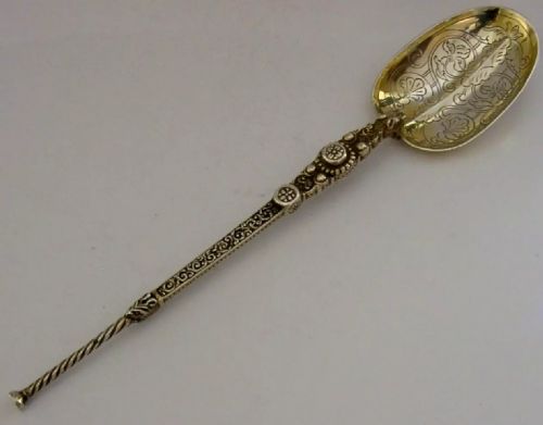 Huge 98g English Antique Sterling Silver Coronation Anointing Baptism Spoon 1902