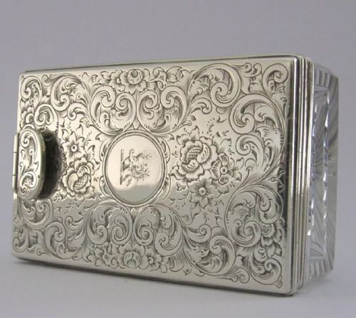 Large Sterling Silver Cook / Roberts Crested Travelling Inkwell 1851 Antique