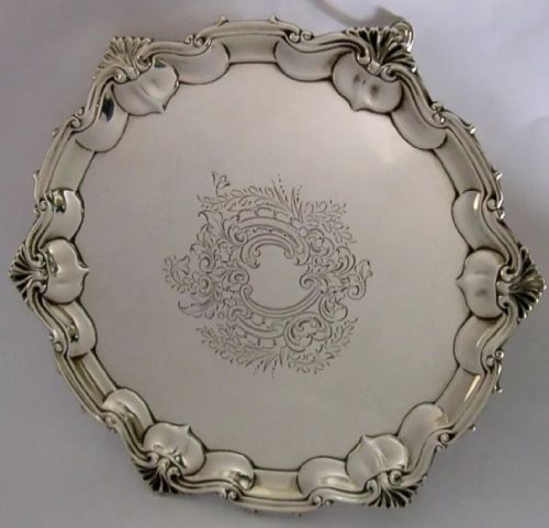 Stunning 450g English Solid Sterling Silver Salver Tray 1906 Antique