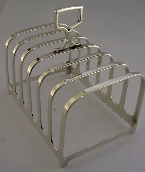English Sterling Silver Six Slice Toast Rack 1929 Antique 115g Art Deco