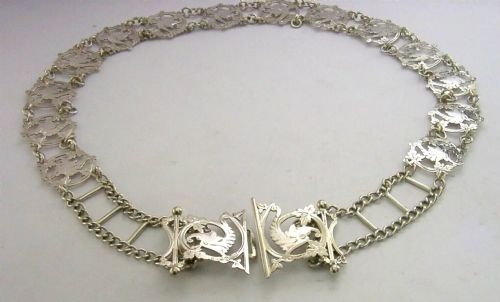 Beautiful Art Nouveau Sterling Silver Belt & Buckle Dragons Chester 1907 Antique