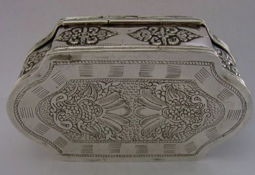 GOOD SIZE 132G INDIAN CEYLON SOLID SILVER TABLE BOX C1900 ANTIQUE - ADDITIONAL PHOTO 4