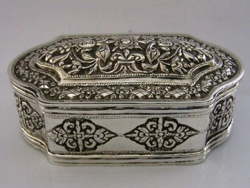 GOOD SIZE 132G INDIAN CEYLON SOLID SILVER TABLE BOX C1900 ANTIQUE - ADDITIONAL PHOTO 5