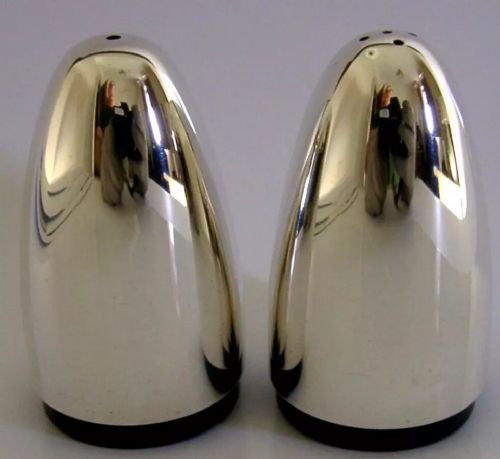 MID CENTURY MODERN STERLING SILVER SALT PEPPER POTS CRUET SET 1968 VINERS RETRO