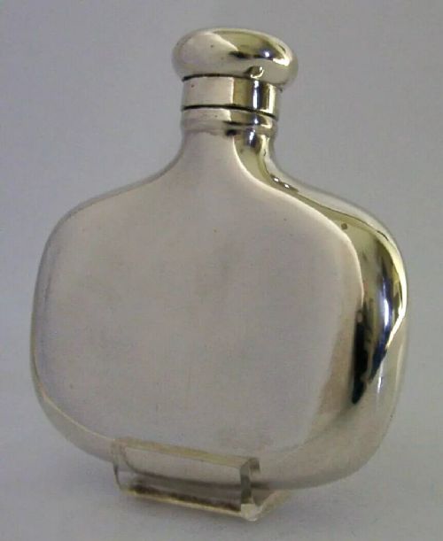 ENGLISH STERLING SILVER SPIRIT HIP FLASK 1938 HUNTING SHOOTING 74g