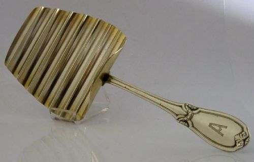 HEAVY BEAUTIFUL LARGE GERMAN SOLID 800 SILVER ART DECO ASPARAGUS SERVER 154G - ADDITIONAL PHOTO 2
