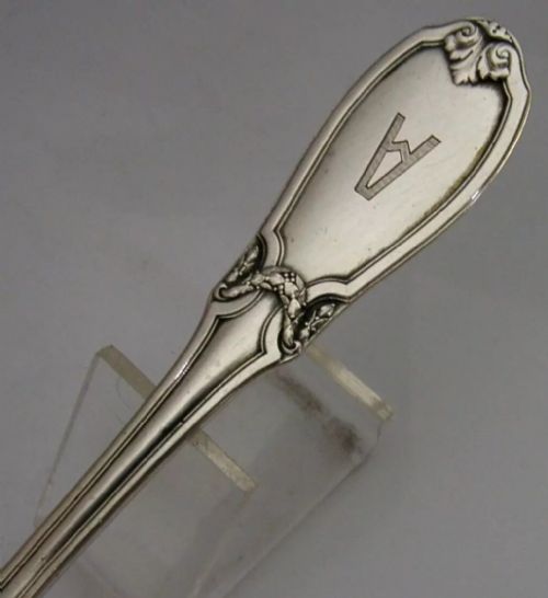 HEAVY BEAUTIFUL LARGE GERMAN SOLID 800 SILVER ART DECO ASPARAGUS SERVER 154G - ADDITIONAL PHOTO 7