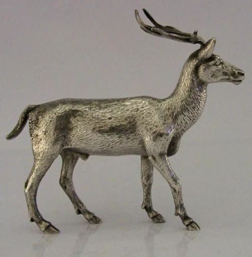 English Silver Plated Stag Deer Animal Figure C1950s Hunting 352g Christmassy