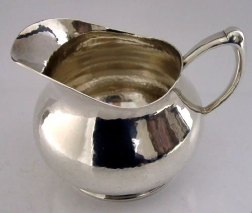Mid Century Arts & Crafts Burt Solid Sterling Silver Cream Jug 1968 English 186g