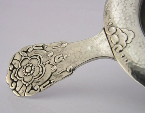 ARTS CRAFTS MAGNUS AASE SOLID SILVER TEA STRAINER NORWEGIAN 1920 ANTIQUE 42G - ADDITIONAL PHOTO 1