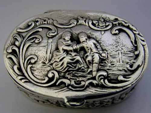 Pretty German Hanau Solid 800 Silver Box C1900 Antique